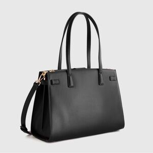 quince italian leather large triple compartment satchel